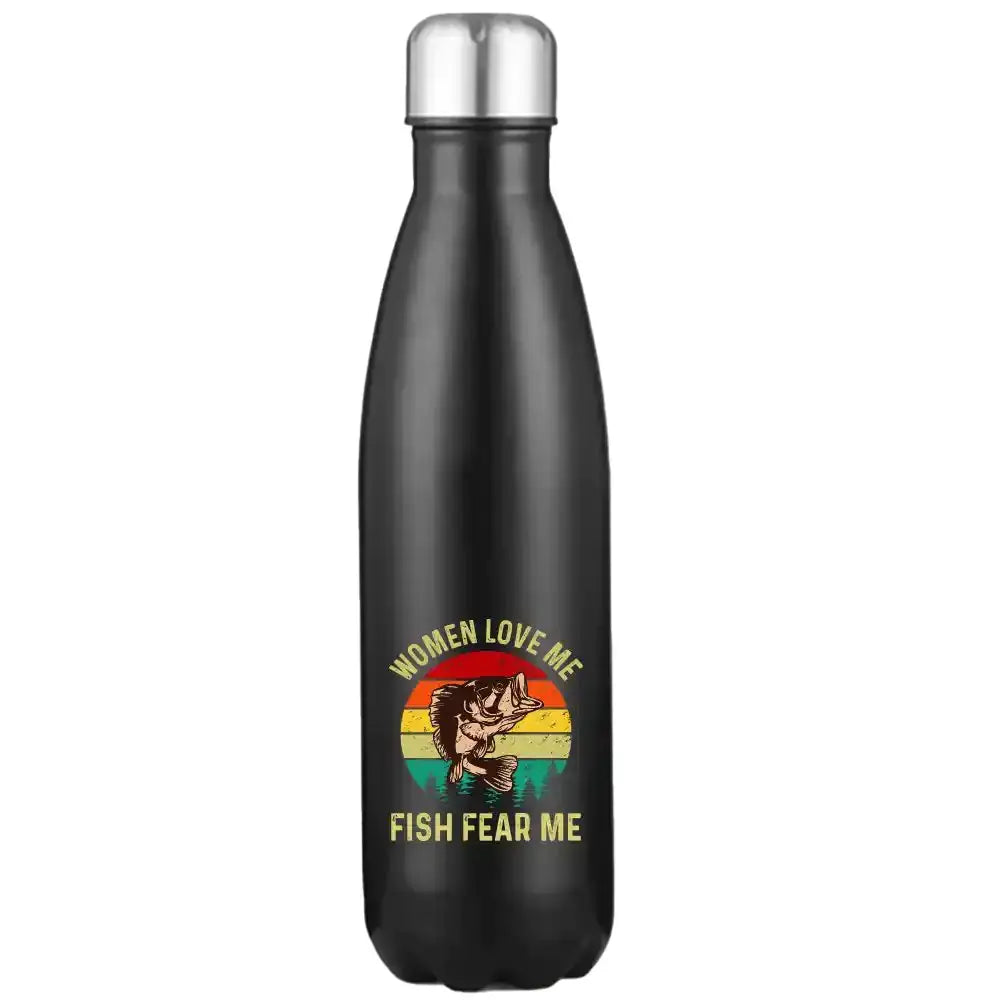 Women Love Me Fish Hate Me 17oz Stainless Water Bottle Kids water bottles 57.65 Kids water bottles Black-17oz