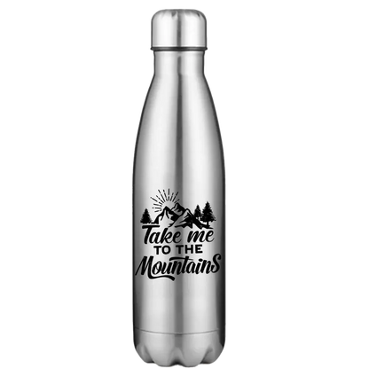 Hiking Take Me To The Mountains Stainless Steel Water Bottle Kids water bottles 55.92 Kids water bottles Silver-17oz