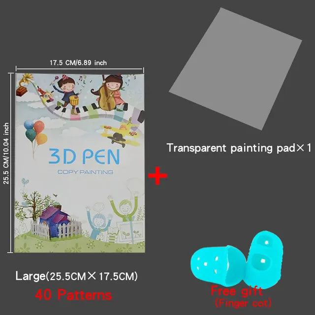 3D Printing Pen Drawing Book Kids water bottles 10.00 Kids water bottles White-Large-40-patterns kids Magic book