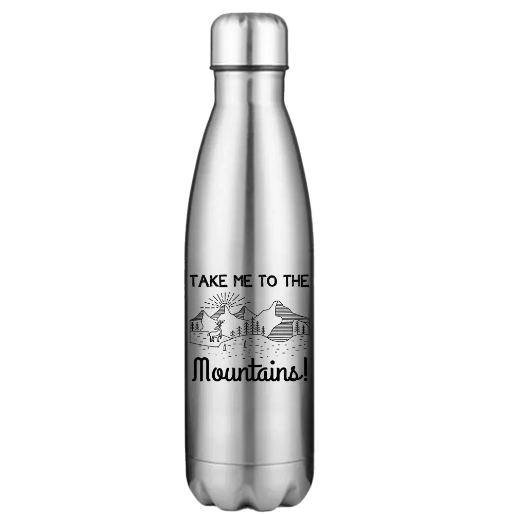 Hiking Take Me To The Mountains Stainless Steel Water Bottle Kids water bottles 55.92 Kids water bottles Silver-17oz