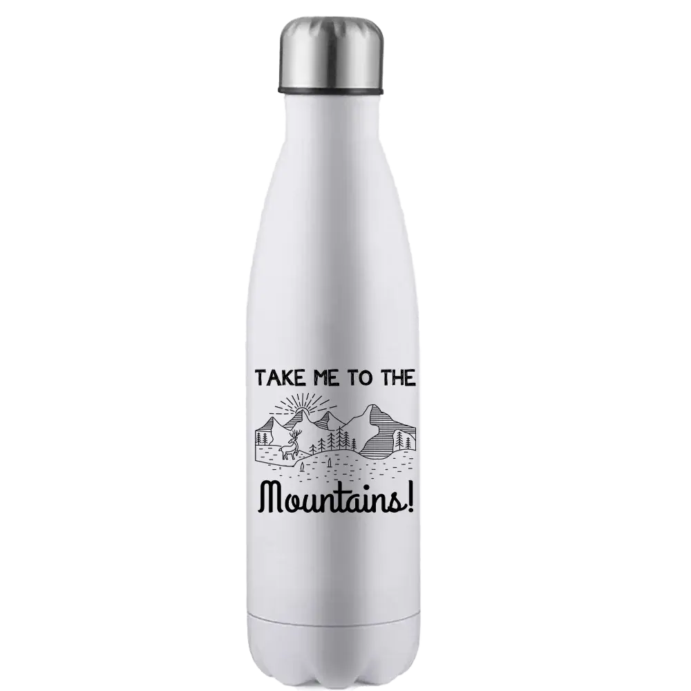 Hiking Take Me To The Mountains Stainless Steel Water Bottle Kids water bottles 55.92 Kids water bottles White-17oz