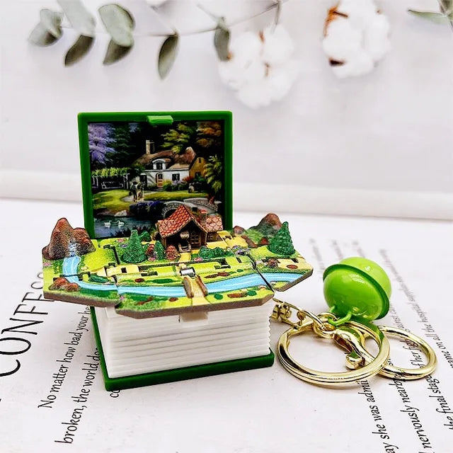 3D Pop-up Fantasy Book Keychain Kids water bottles 8.00 Kids water bottles Countryside-Green