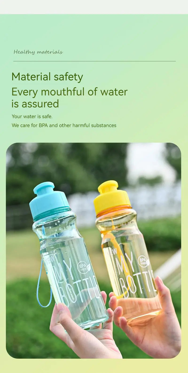 Transparent Water Bottle Drinking 550ML Water Bottle For School Gym Travel - Kids water bottleswater bottle   Transparent Water Bottle Drinking 550ML Water Bottle For School Gym Travel