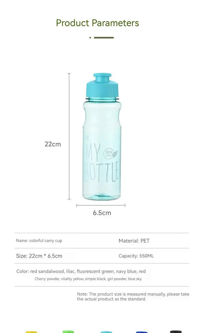 Transparent Water Bottle Drinking 550ML Water Bottle For School Gym Travel - Kids water bottleswater bottle   Transparent Water Bottle Drinking 550ML Water Bottle For School Gym Travel