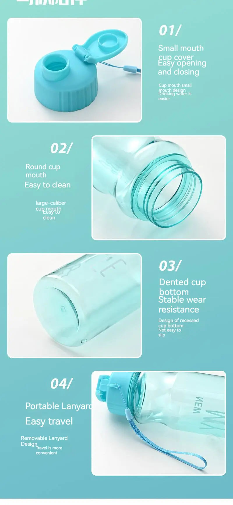 Transparent Water Bottle Drinking 550ML Water Bottle For School Gym Travel - Kids water bottleswater bottle   Transparent Water Bottle Drinking 550ML Water Bottle For School Gym Travel