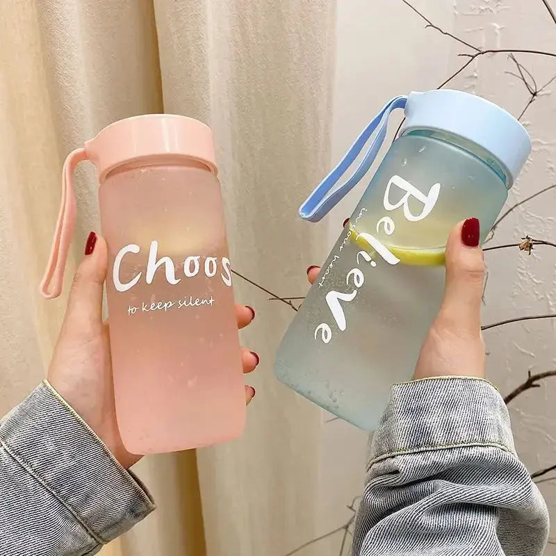 600ml Outdoor Water Bottle Frosted Plastic Cup Portable Rope Gift - Kids water bottleswater bottle   600ml Outdoor Water Bottle Frosted Plastic Cup Portable Rope Gift