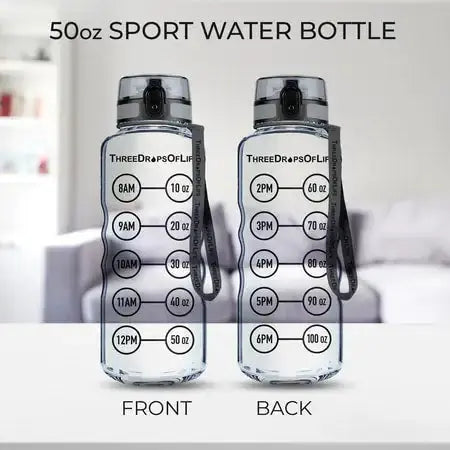 50 oz Clear Sports Water Bottle - High Capacity Hydration - Kids water bottles 