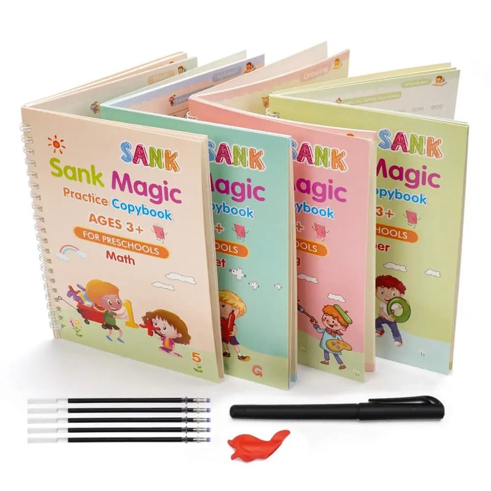 Magic Practice Book Set with Wiping Pen and Sticker Copybook for Children Kids water bottles  Kids water bottles