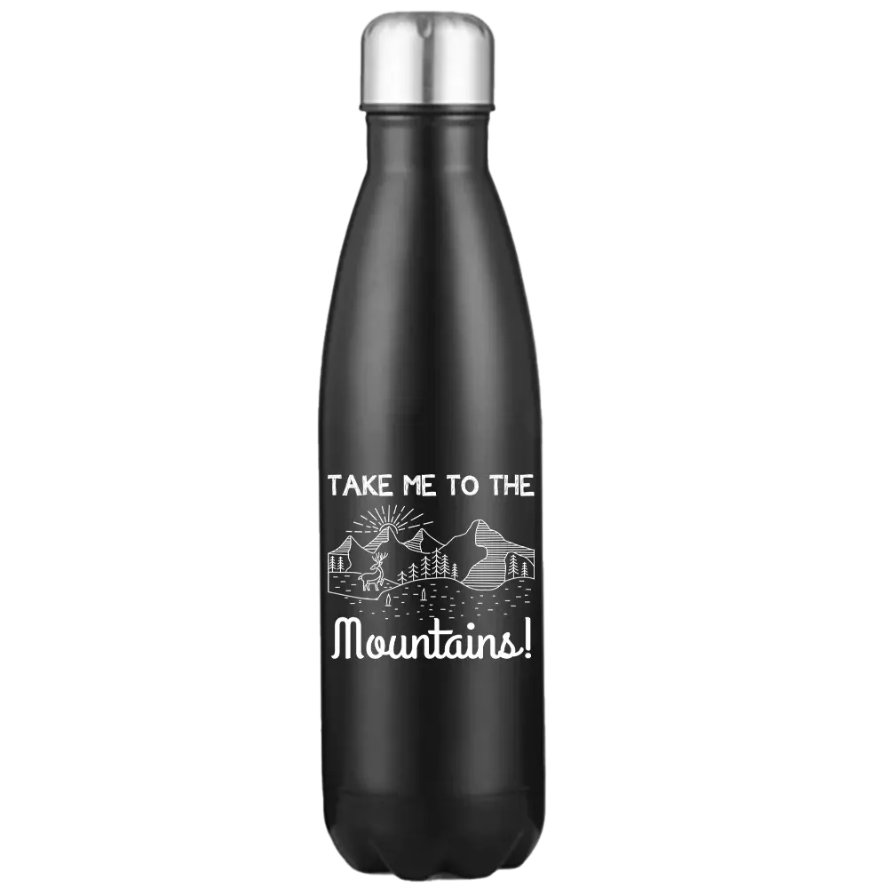 Hiking Take Me To The Mountains Stainless Steel Water Bottle Kids water bottles 55.92 Kids water bottles Black-17oz