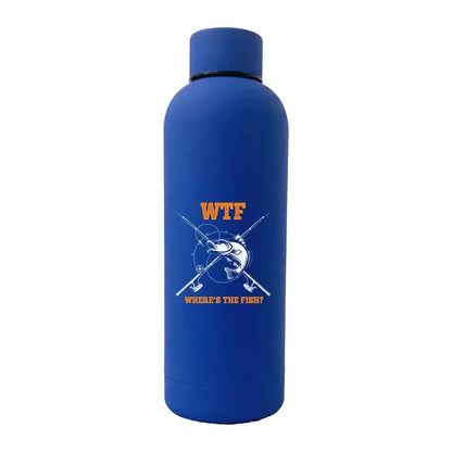 WTF Where's The Fish 17oz Stainless Rubberized Water Bottle - Kids water bottles 