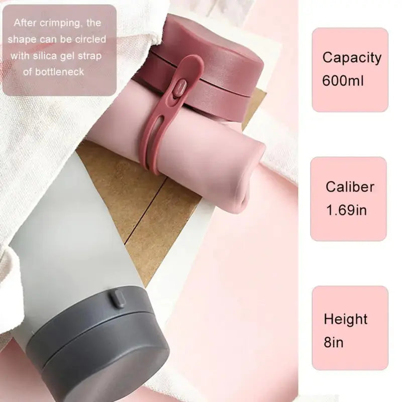 600ml Foldable Water Bottles Soft Flask Sports Drinking Water - Kids water bottles