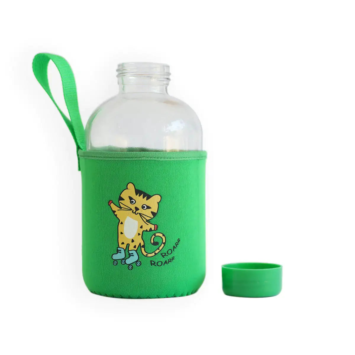 Milk&Moo Skater Cheetah Kids Glass Water Bottles 20 oz, 600 ml - Kids water bottles