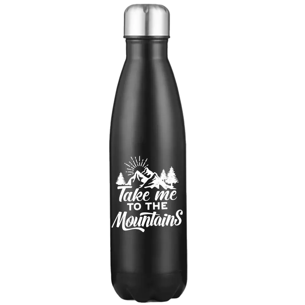 Hiking Take Me To The Mountains Stainless Steel Water Bottle Kids water bottles 55.92 Kids water bottles Black-17oz