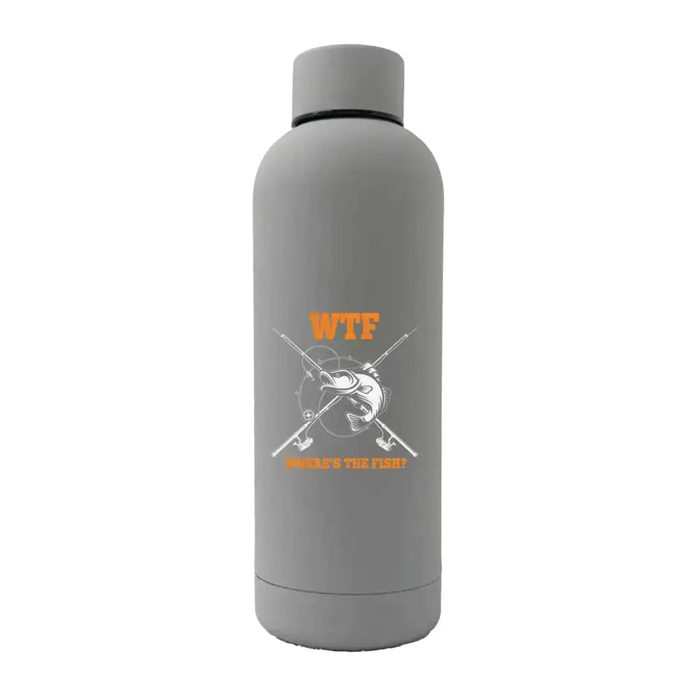 WTF Where's The Fish 17oz Stainless Rubberized Water Bottle - Kids water bottles 