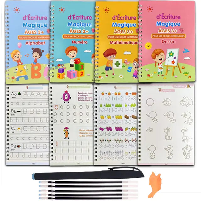 4 Books Pen Magic Copy Book Kids water bottles 13.00 Kids water bottles French-Notebooks-4-PCS