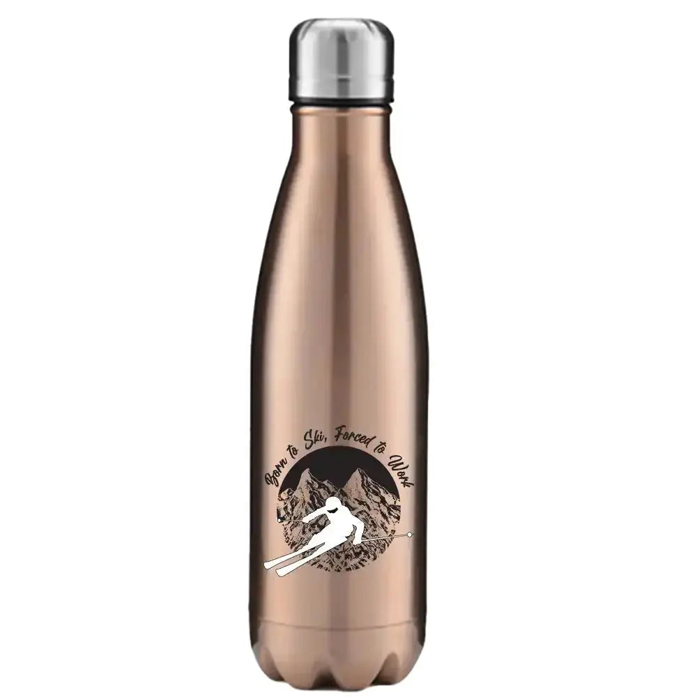 Born To Ski Forced To Work 17oz Stainless Water Bottle - Kids water bottles 