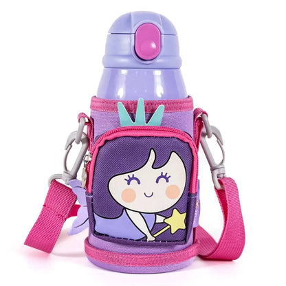 MILK&MOO Steel Kids Water Bottle with Bag Mermaid 550 ml/18.5 oz - Kids water bottles 