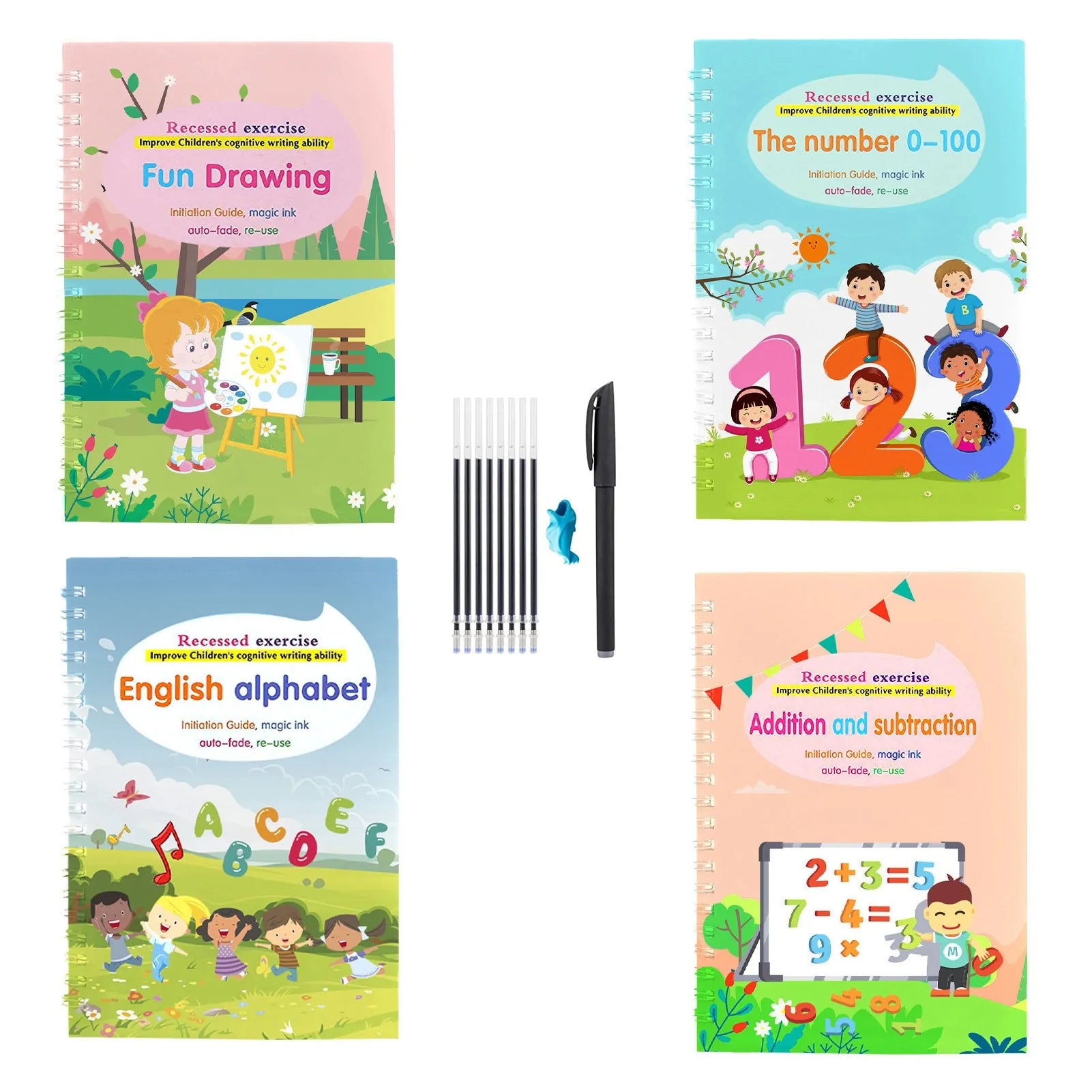 Children's Handwriting Tracing Book Set with Magic Practice Copybook and Pen Kids water bottles  Kids water bottles